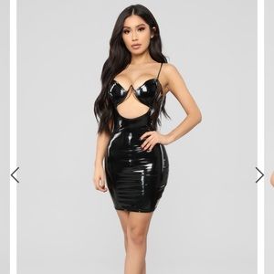 Fashion Nova Cut The Vinyl Mini Dress